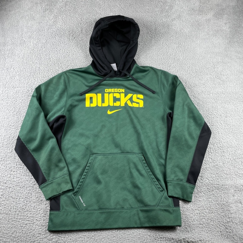 Oregon Ducks Hoodie Mens Large Green Nike Therma-FIT Pullover Sweatshirt